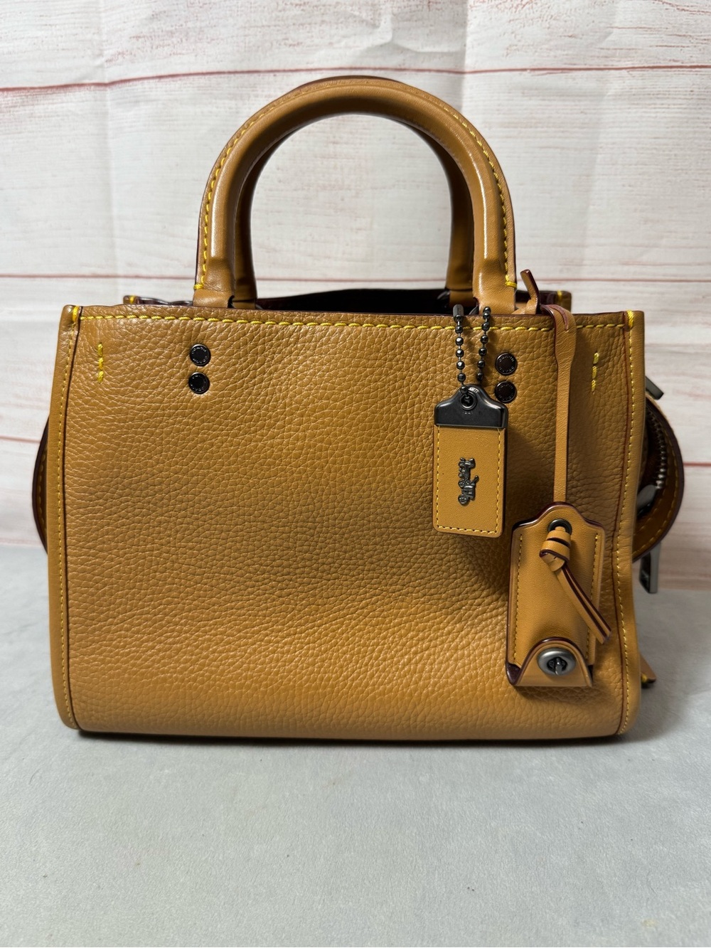 Coach 1941 Rogue 25 Saddle Brown Leather Maroon Suede Satchel With Dust Bag